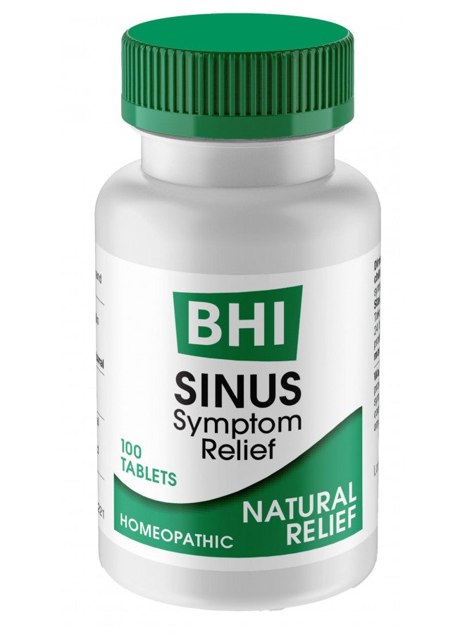 BHI Sinus Natural Congestion Relief 7 Targeted Homeopathic Active Ingredients Help Relieve Nasal Cold Symptoms, Pain, Pressure & Headache Extra Strength Support for Women & Men - 100 Tablets