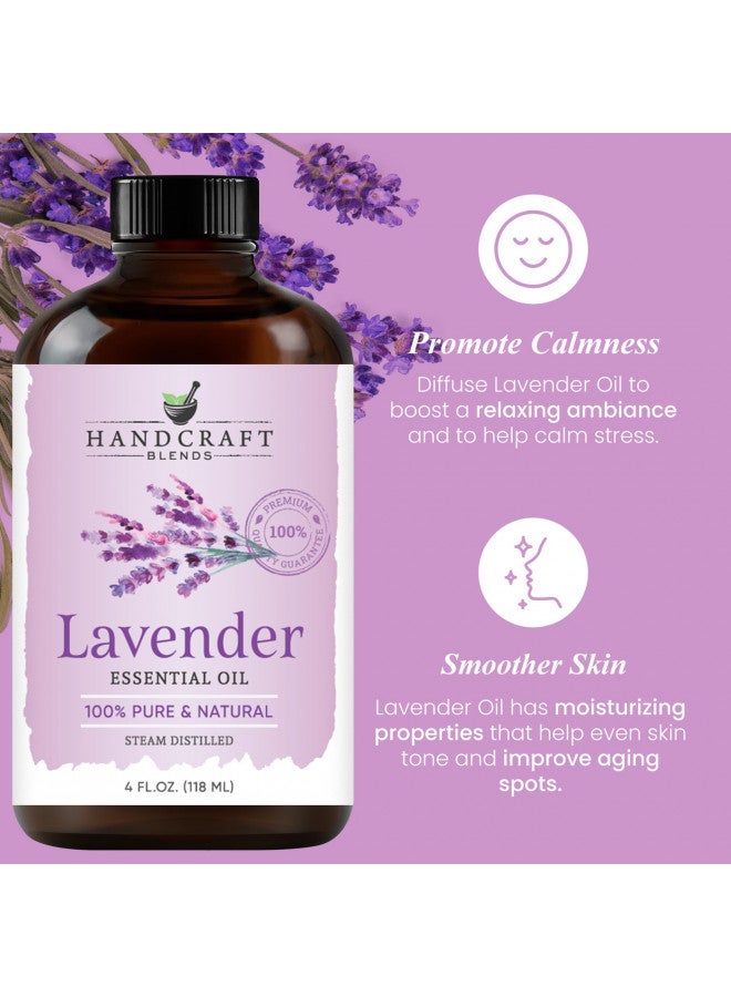 Handcraft Lavender Essential Oil - 100% Pure and Natural - Premium Therapeutic Grade with Premium Glass Dropper - Huge 4 fl. Oz