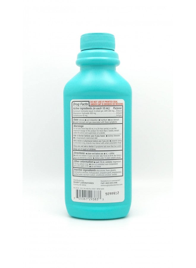 Rugby Laboratories Antacid Liquid Regular Strength Aluminum Hydroxide 400 mg Magnesium Hydroxide 400 mg Simethicone 40 mg Antacid and Antigas Original Flavor (Pack of 1)