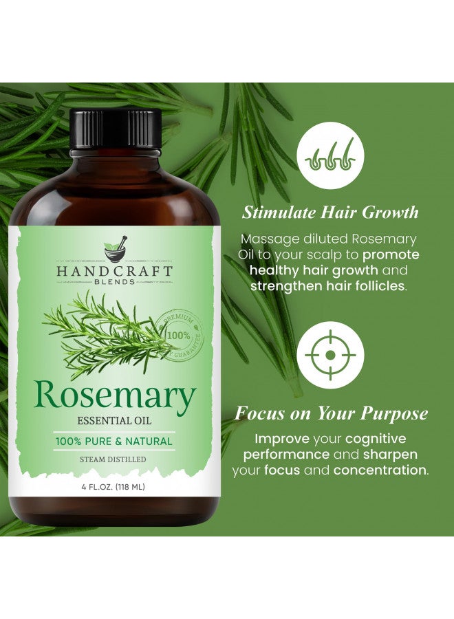 Handcraft Rosemary Essential Oil - 100% Pure and Natural - Premium Therapeutic Grade with Premium Glass Dropper - Huge 4 fl. Oz