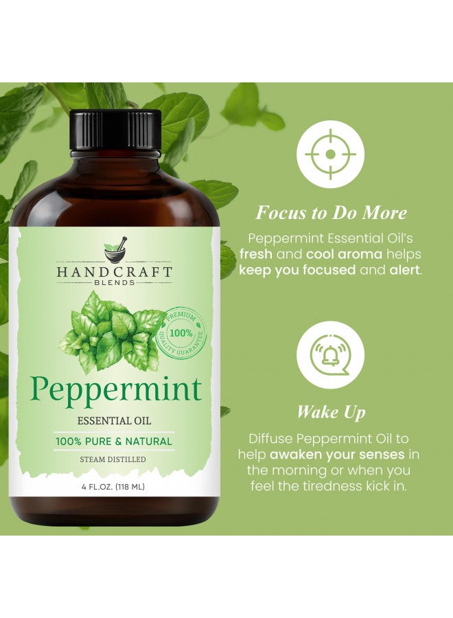 Handcraft Peppermint Essential Oil - 100% Pure and Natural Premium Therapeutic Grade with Premium Glass Dropper - Huge 4 fl. Oz