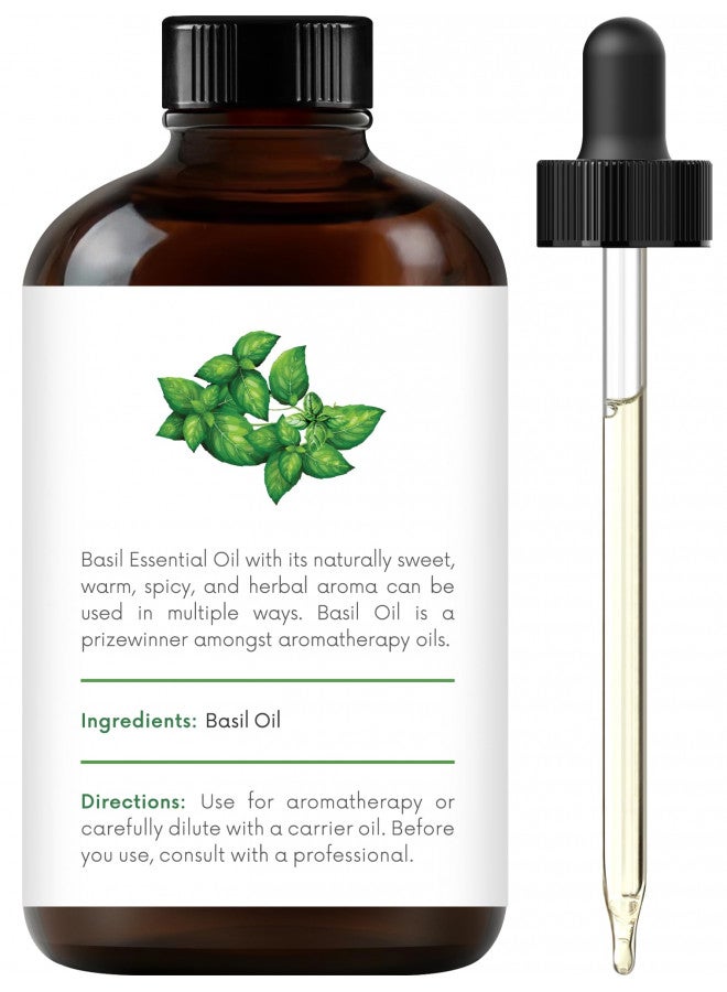 Handcraft Basil Essential Oil - 100% Pure and Natural - Premium Therapeutic Grade with Premium Glass Dropper - Huge 4 fl. Oz