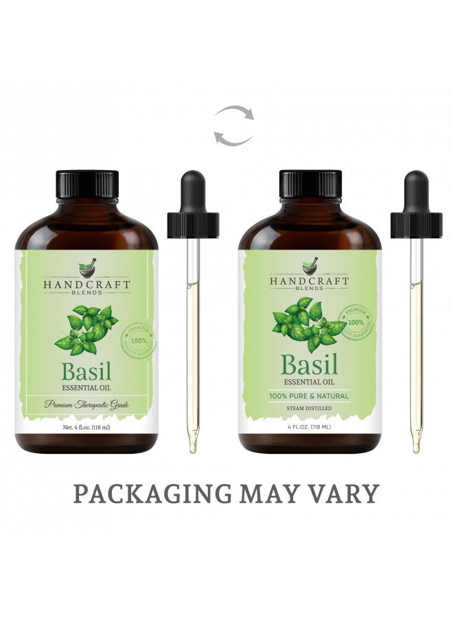 Handcraft Basil Essential Oil - 100% Pure and Natural - Premium Therapeutic Grade with Premium Glass Dropper - Huge 4 fl. Oz