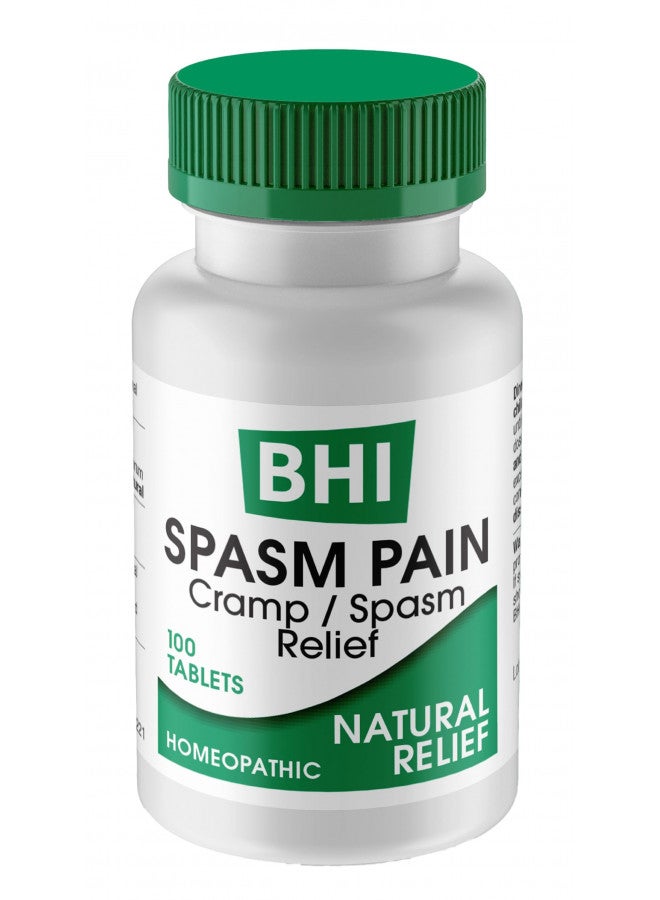 BHI Spasm Natural Relaxer Relief for Menstrual Cramps, Bloating, Aches & Muscle Spasms 5 Active Homeopathic Ingredients Naturally Soothe Whole Body Discomfort for Women - 100 Tablets