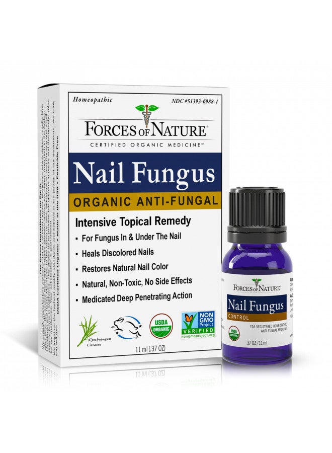 Forces of Nature -Natural, Organic Nail Fungus Treatment (11ml) Non GMO, No Harmful Chemicals, Nontoxic Fight Damaged, Cracked, Brittle, Discolored Yellow and black Toenails, Fingernails