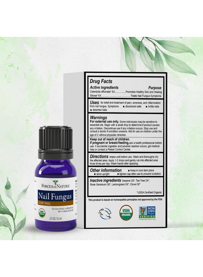 Forces of Nature -Natural, Organic Nail Fungus Treatment (11ml) Non GMO, No Harmful Chemicals, Nontoxic Fight Damaged, Cracked, Brittle, Discolored Yellow and black Toenails, Fingernails