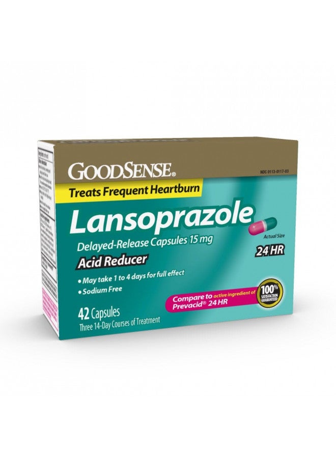 GoodSense, Acid Reducer, Lansoprazole Delayed Release Capsules, 15 mg, 42 Count