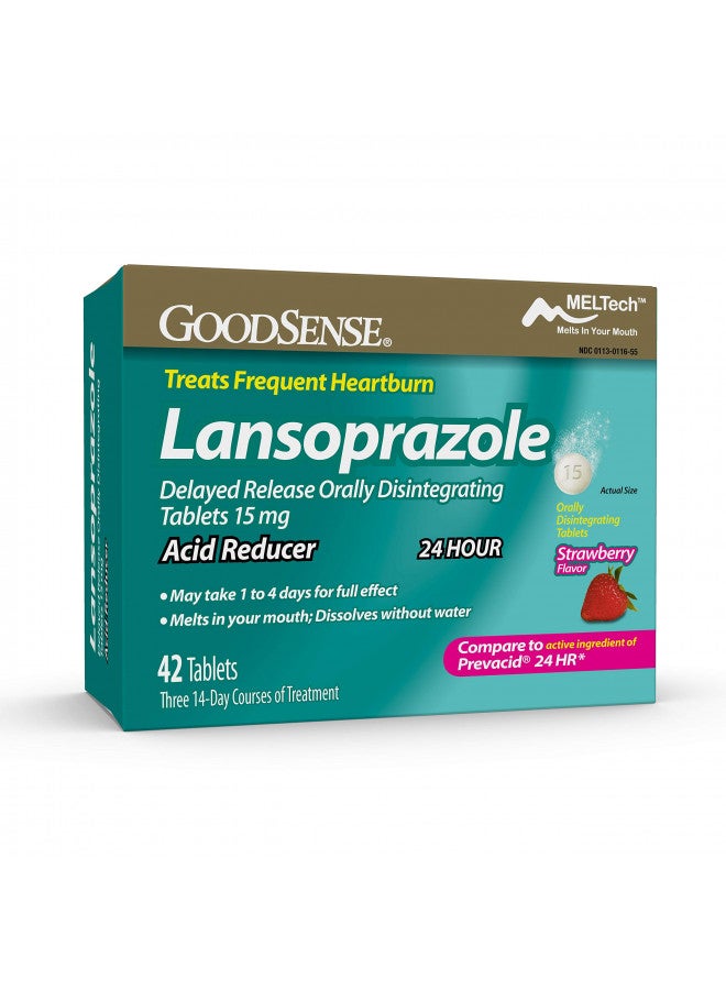 GoodSense Lansoprazole Delayed Release Orally Disintegrating Tablets 15 mg, Acid Reducer, Strawberry Flavor, 42 Count