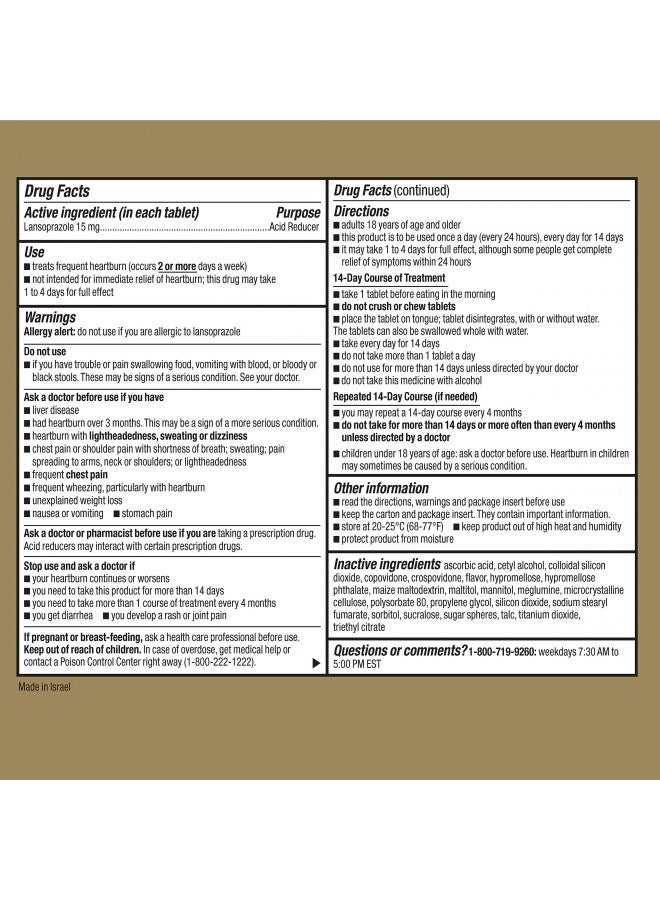 GoodSense Lansoprazole Delayed Release Orally Disintegrating Tablets 15 mg, Acid Reducer, Strawberry Flavor, 42 Count