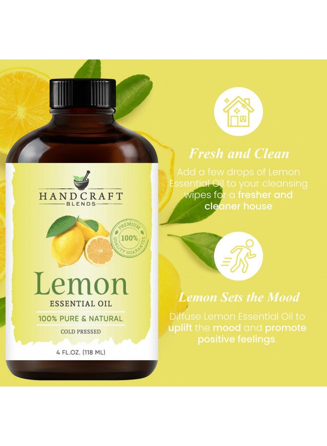 Handcraft Lemon Essential Oil - 100% Pure and Natural - Premium Therapeutic Grade with Premium Glass Dropper - Huge 4 fl. Oz