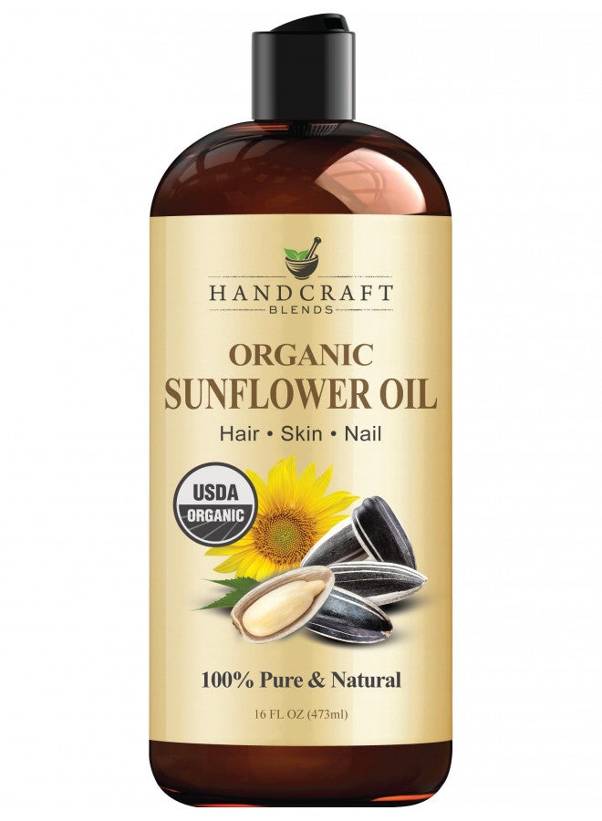 Handcraft Sunflower Oil 100% Pure and Natural Premium Quality Cold Pressed Carrier Oil for Essential Oils, Massage Oil, Moisturizing Skin and Hair 16 fl. Oz