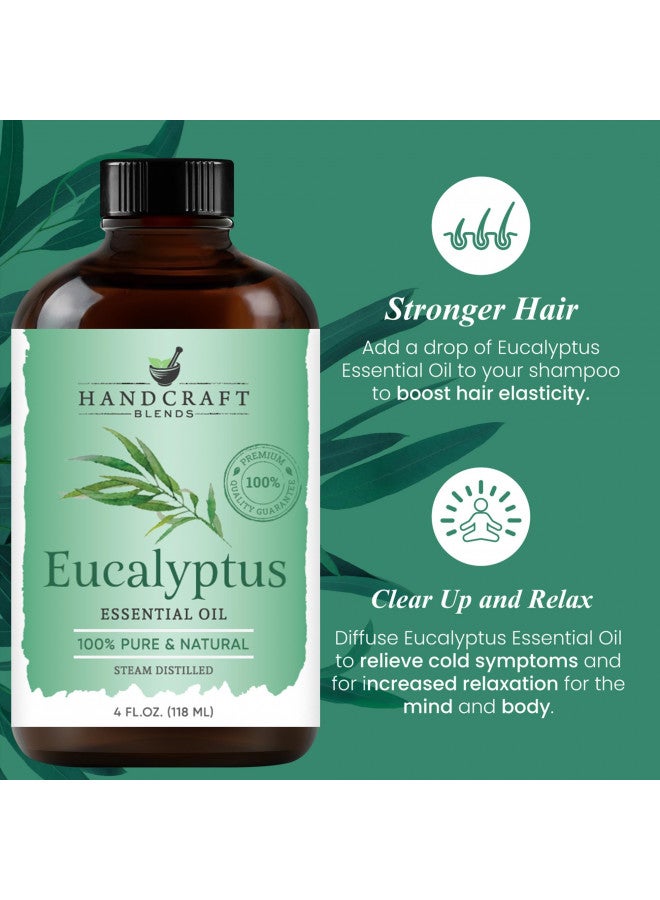 Handcraft Eucalyptus Essential Oil - 100% Pure & Natural - Premium Therapeutic Grade with Premium Glass Dropper - Huge 4 fl. Oz