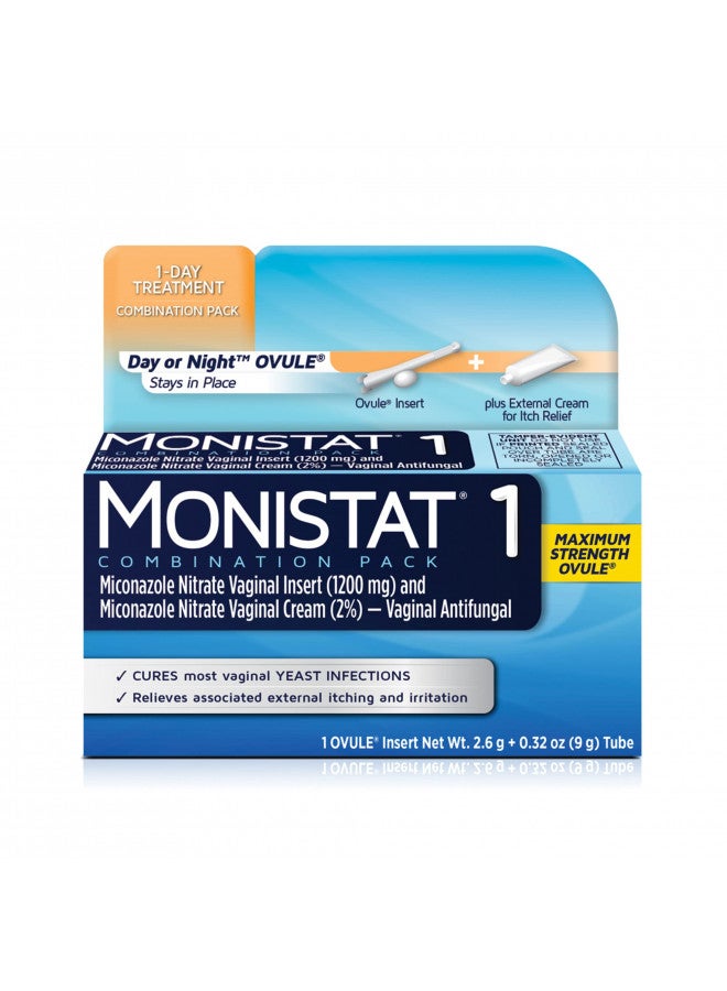 MONISTAT 1-Dose Yeast Infection Treatment For Women, 1 Ovule Insert & External Itch Cream