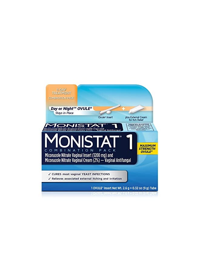 MONISTAT 1-Dose Yeast Infection Treatment For Women, 1 Ovule Insert & External Itch Cream