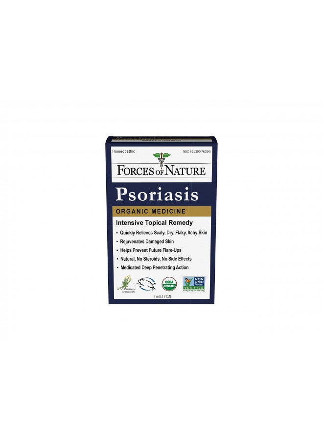 Forces of Nature -Natural, Organic Psoriasis Treatment (5ml) Non GMO, No Chemicals Fast Acting Relief for Itchy, Scaly, Red, Flaking, Inflamed Skin Associated with Psoriasis, Dandruff, Dermatitis