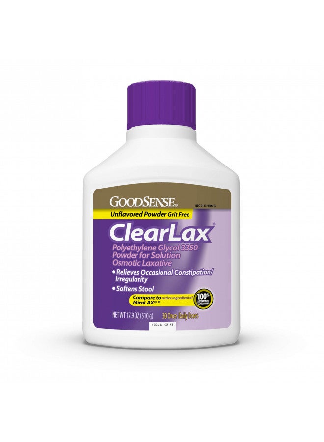 GoodSense ClearLax, Polyethylene Glycol 3350 Powder for Solution, Osmotic Laxative, 17.9 Ounce