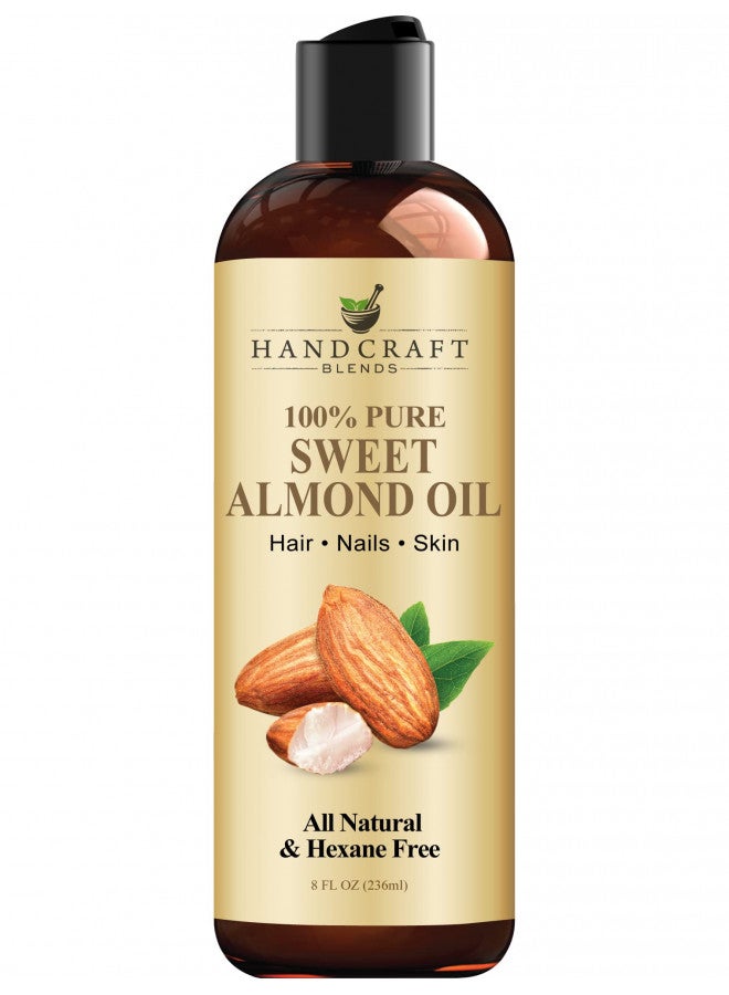 Handcraft Blends Sweet Almond Oil - 100% Pure and Natural - Premium Therapeutic Grade Carrier Oil for Essential Oils - Massage Oil for Aromatherapy - Body Oil and Hair Oil - 8 fl. oz