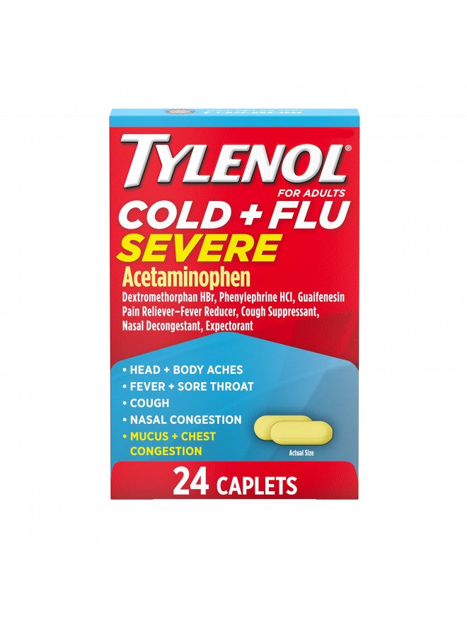 Tylenol Cold + Flu Severe Medicine Caplets for Fever, Pain, Cough & Congestion, 24 ct.