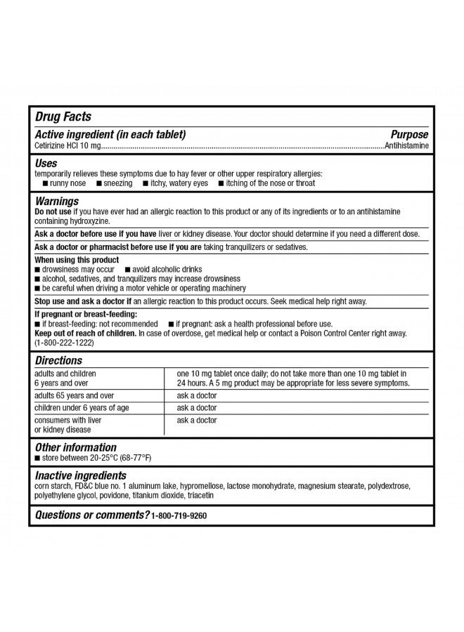 GoodSense All Day Allergy, Compare to Zyrtec, Cetirizine Hydrochloride Tablets, 10 mg, Antihistamine, 365 Count