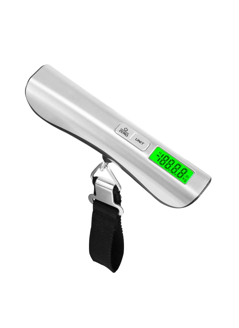 Digital Hanging Luggage Scale - Portable Handheld Baggage Scale with 110 Lbs Capacity, Green Backlight LCD Display, Auto Data Lock Function for Travel Suitcases and Weighing Needs.