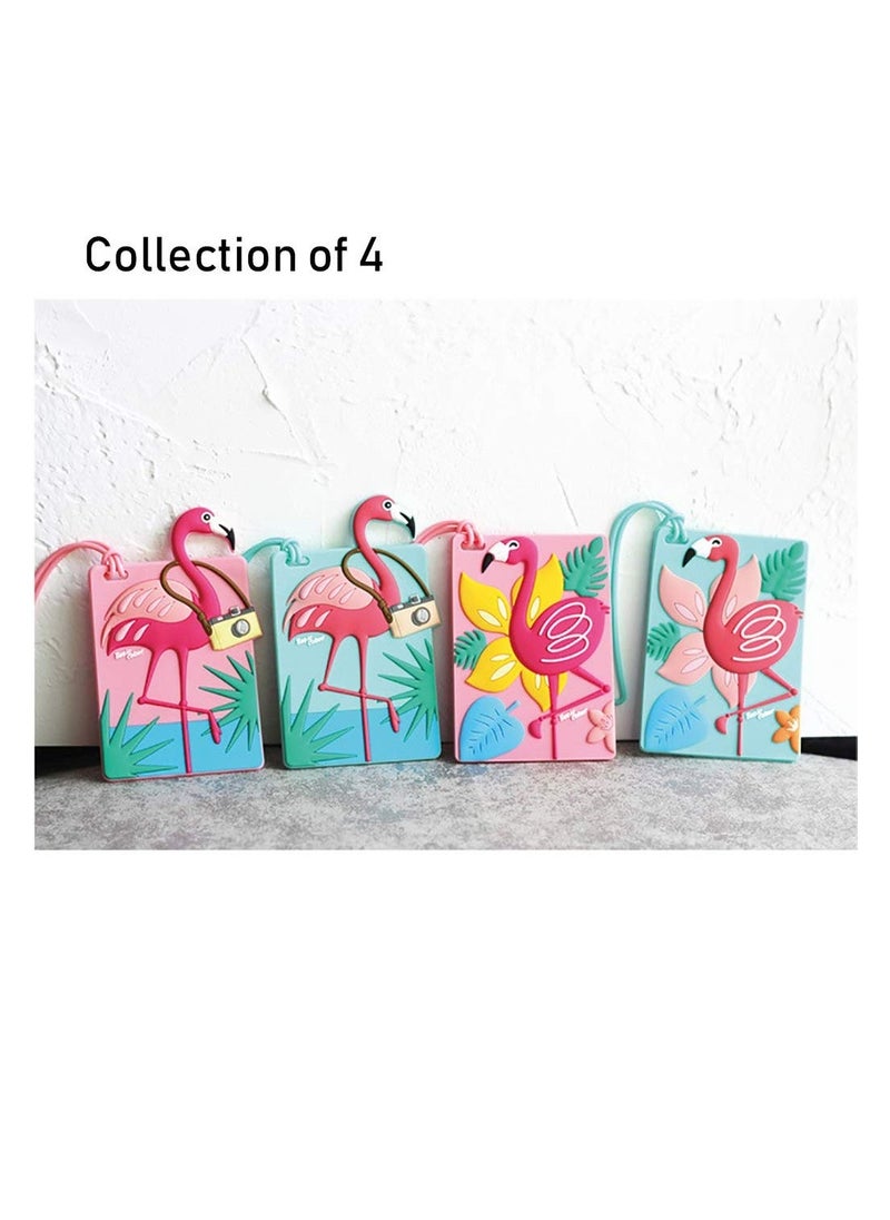 4pcs   Flamingo Silicone Luggage Tag Travel Bag Suitcase Tag Identifier