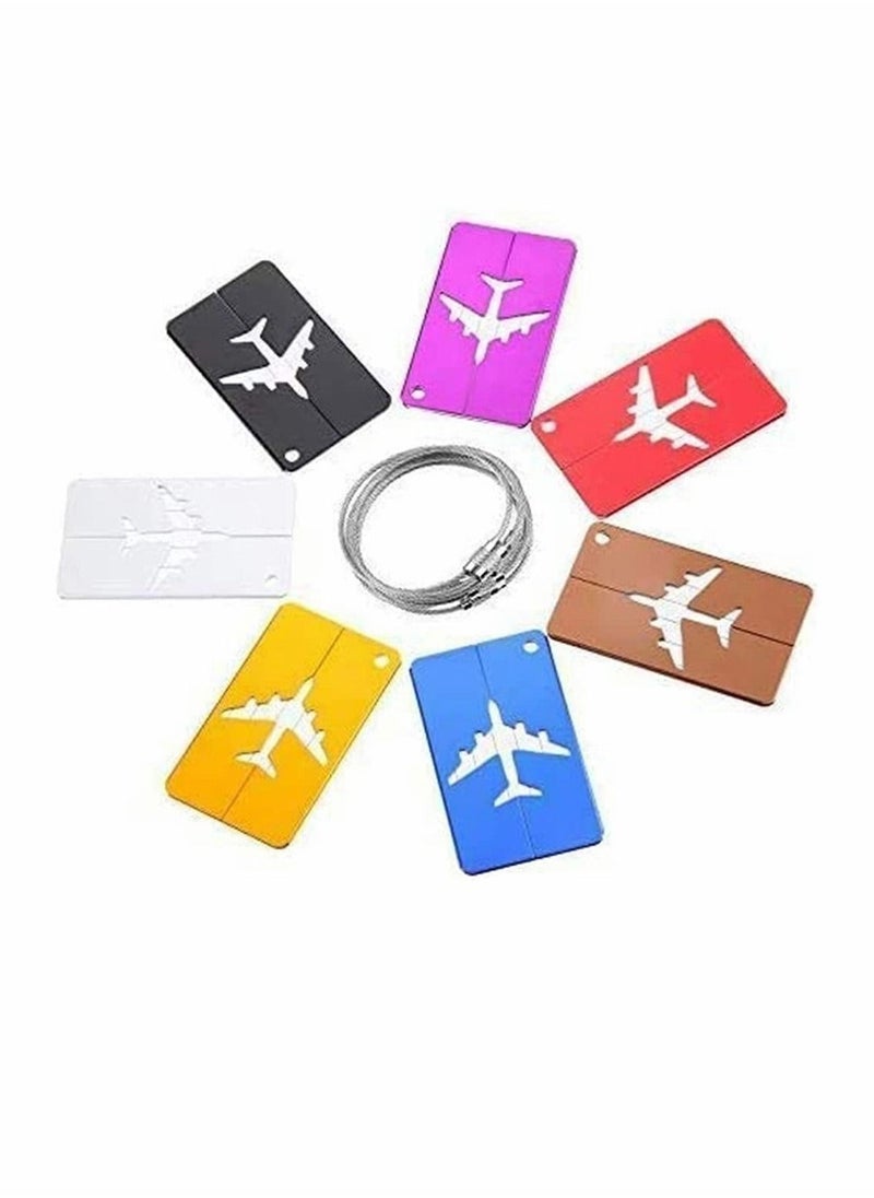 Luggage Tags, 7 Pack Aluminium Alloy Travel Suitcase Identifier Tags, Multicolor Luggage Bag Labels Baggage Name Address Label Accessories with Screw Chain