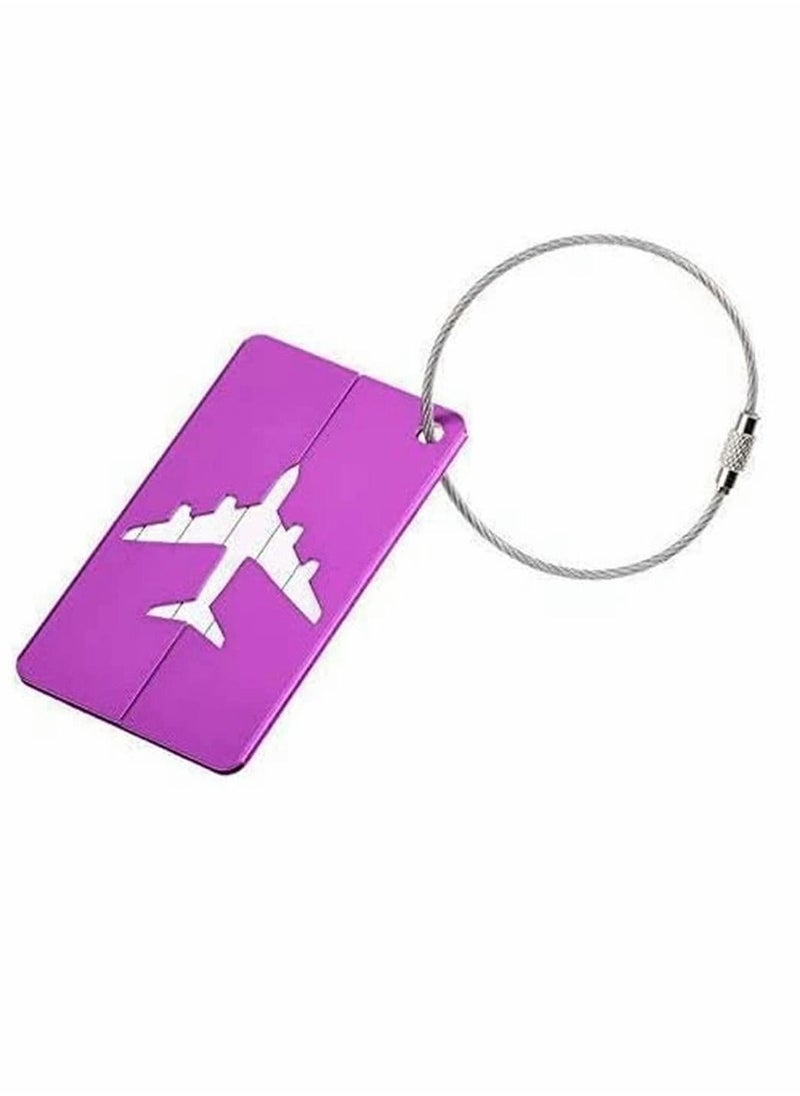 Luggage Tags, 7 Pack Aluminium Alloy Travel Suitcase Identifier Tags, Multicolor Luggage Bag Labels Baggage Name Address Label Accessories with Screw Chain