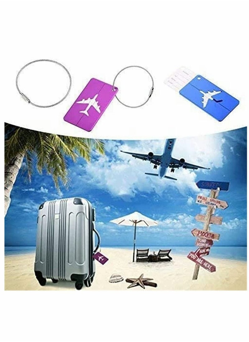 Luggage Tags, 7 Pack Aluminium Alloy Travel Suitcase Identifier Tags, Multicolor Luggage Bag Labels Baggage Name Address Label Accessories with Screw Chain