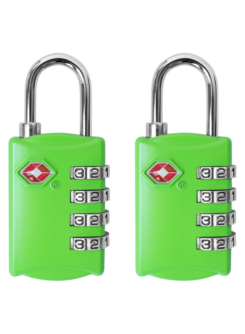 FARSH TSA Luggage Locks with 4 Digit Combination Steel Padlocks (Green) Pack of 2