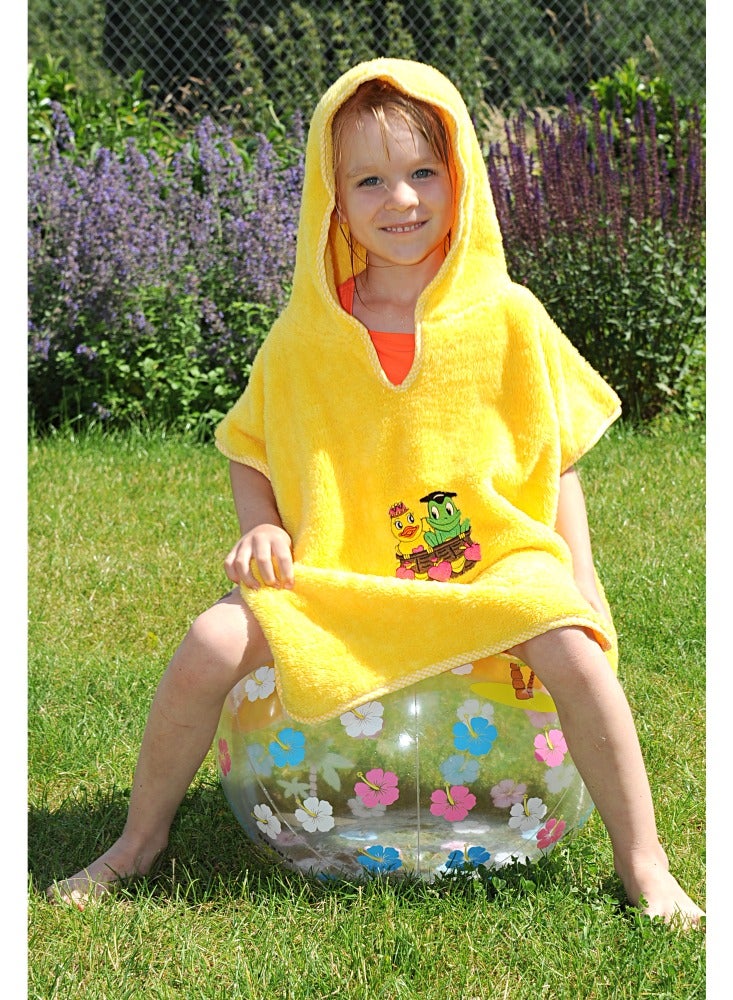 Freds Swim Academy Poncho Soft Welsoft Polyester with Fred & Gina Motif Approximately 60 x 55 cm Yellow