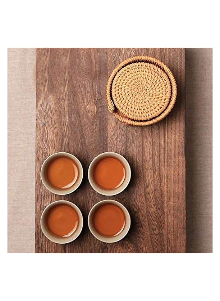 6pcs/lot Creative drink Coasters set for kungfu tea accessories round tableware Placemat Dish mat Rattan Weave cup mat pad