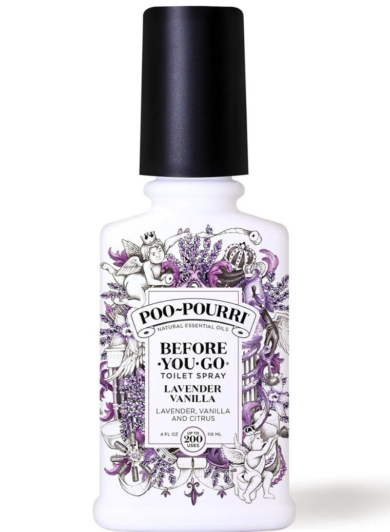 Poo-Pourri Lavender Vanilla Scent Before-You-Go Toilet Spray 4 oz Bottle, 4 Fl Oz, 4 Fl Oz