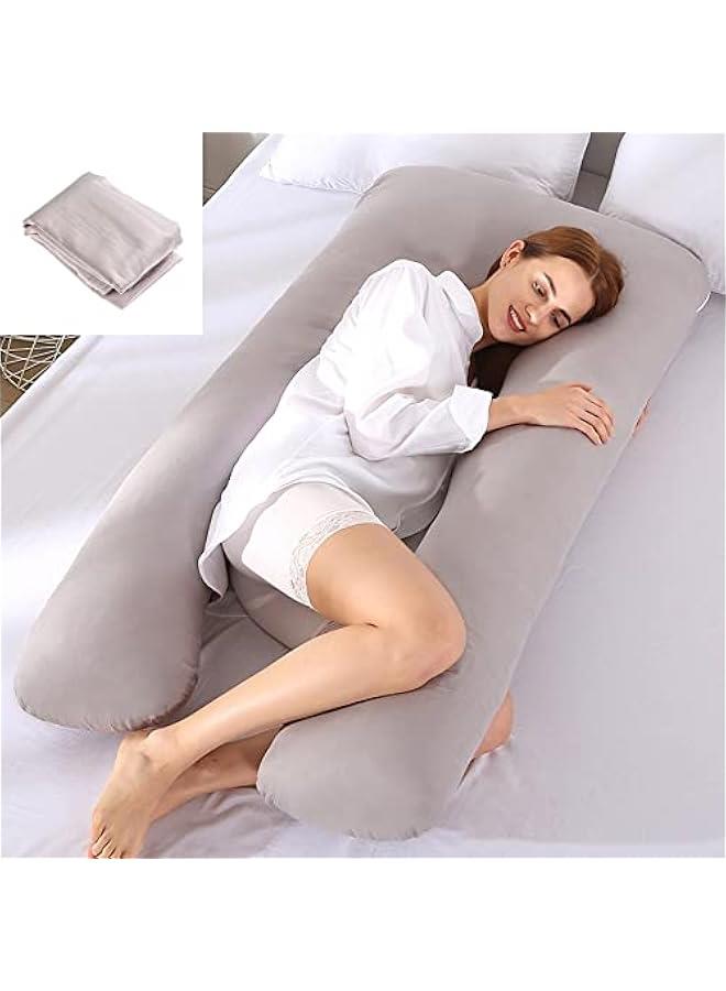 Sleeping Support Maternity Pillow Case Pure Cotton Cover U-Shape Pregnant Women Body Pillowcase(Grey)