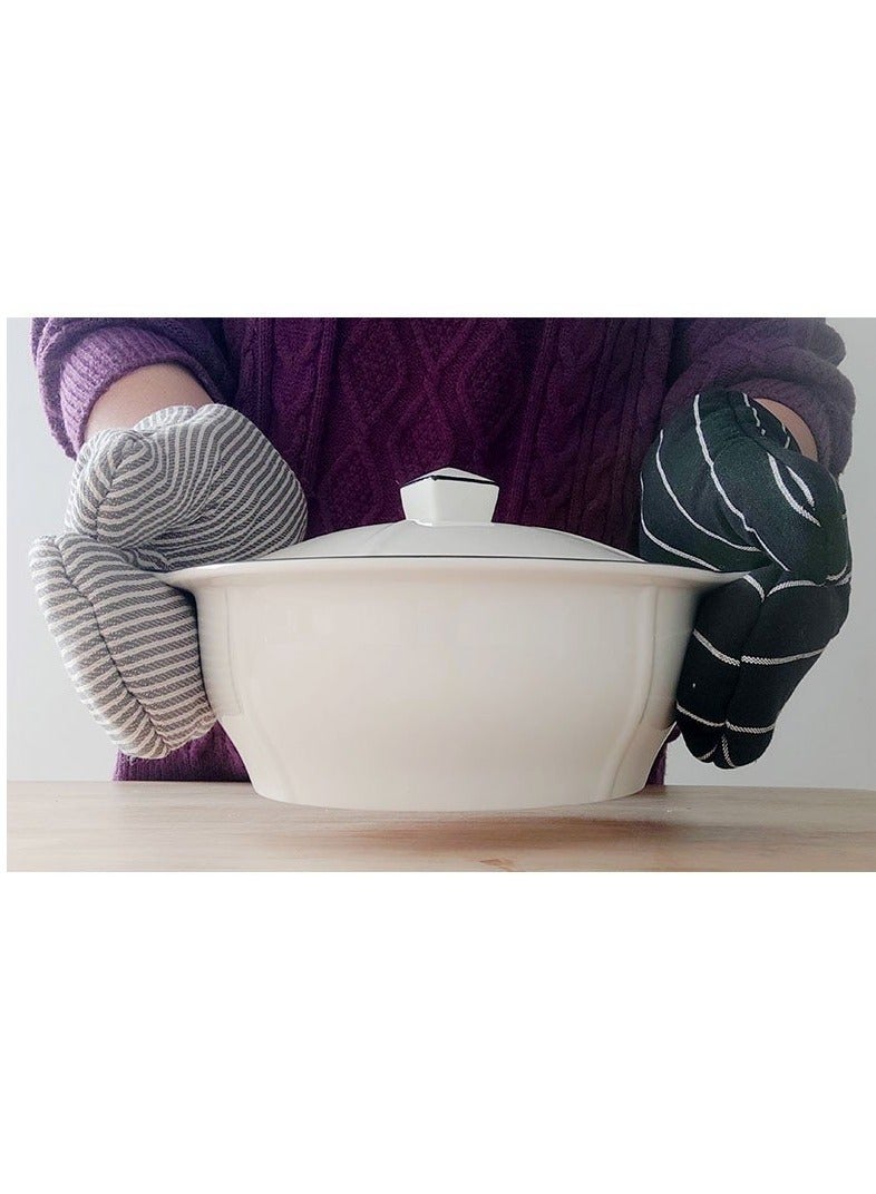 Microwave Glove Kit, 4-Pcs Kitchen Heat Resistant Oven Mitts and Pot Holders Set for Cooking/Baking/Grilling - Protect Your Hands with Comfort Durable Oven Gloves and Potholders