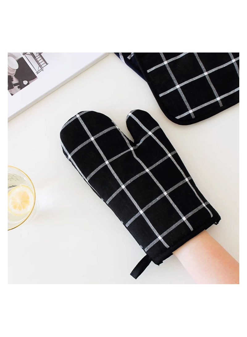 Microwave Glove Kit, 4-Pcs Kitchen Heat Resistant Oven Mitts and Pot Holders Set for Cooking/Baking/Grilling - Protect Your Hands with Comfort Durable Oven Gloves and Potholders