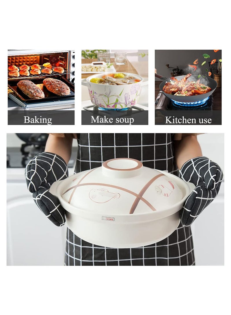 Microwave Glove Kit, 4-Pcs Kitchen Heat Resistant Oven Mitts and Pot Holders Set for Cooking/Baking/Grilling - Protect Your Hands with Comfort Durable Oven Gloves and Potholders