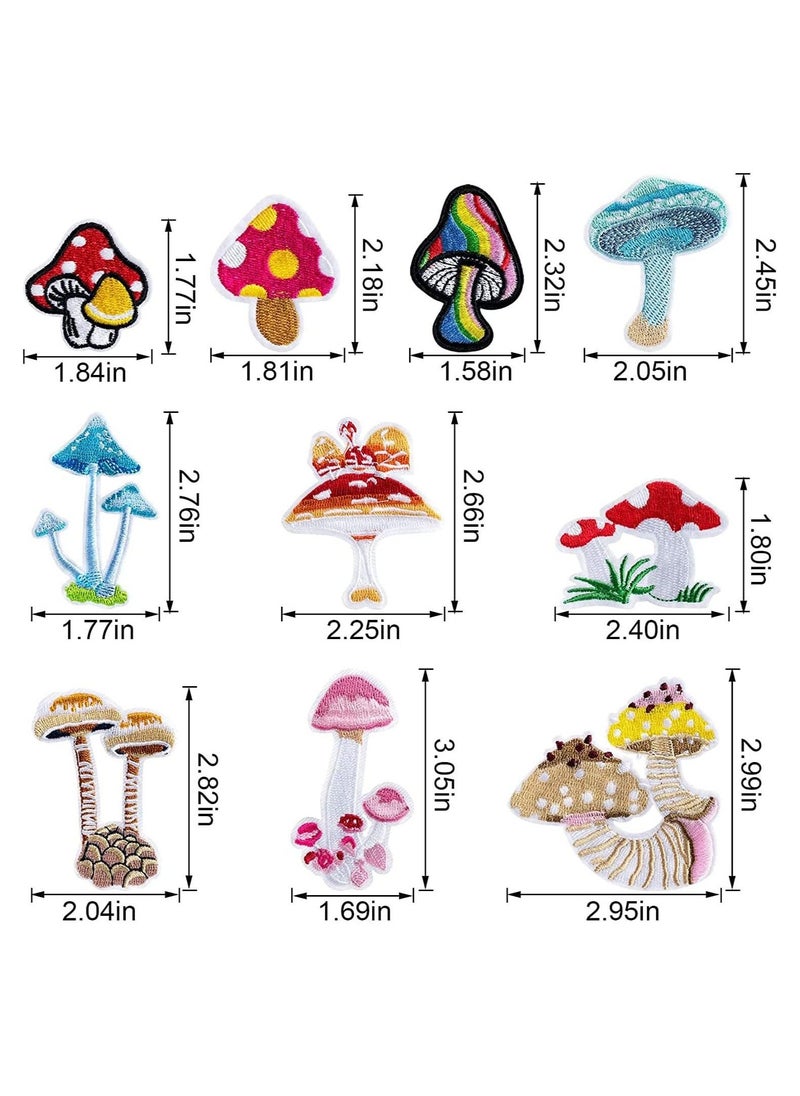 Mushroom Patches Iron on for Clothing, Mini Mushroom Stickers Nature Patches Suitable for Clothes Dress Hat Pants Shoes Curtain, DIY Mushroom Embroidery Patch Sewing Craft Decoration 10Pcs