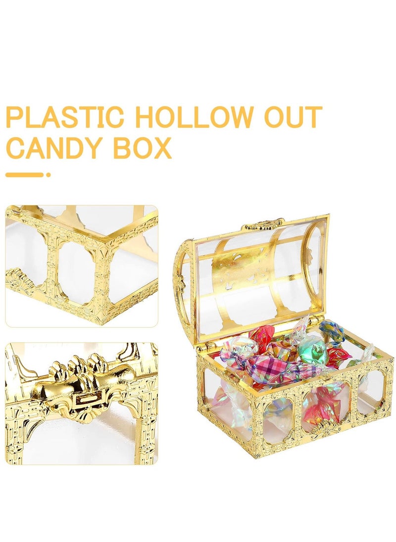 Treasure Box Candy Box, 12 Pieces Creative Treasure Box Jar Transparent Jewelry Box Chocolate Packaging Gift Decoration Display Box for Wedding Party Anniversary Birthday Gift (gold)