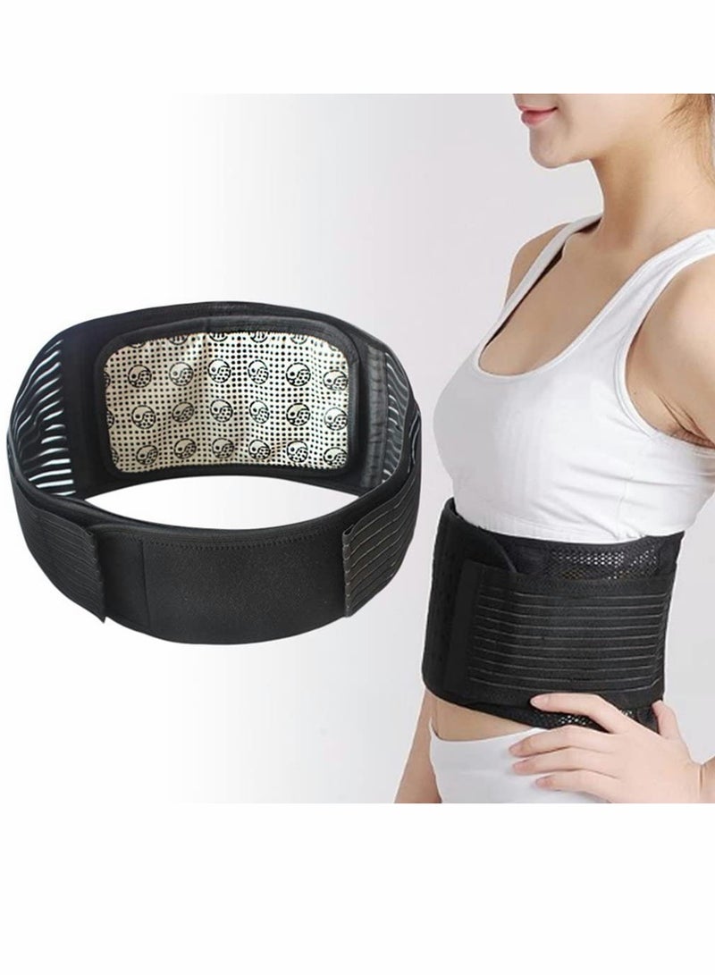 Adjustable Waist Belt Self Heating Waist Back Support Belt with Detachable Magnet Plate Adjustable Therapy Lumbar Brace for Pain Relief for Women and Men Size XL (Black)