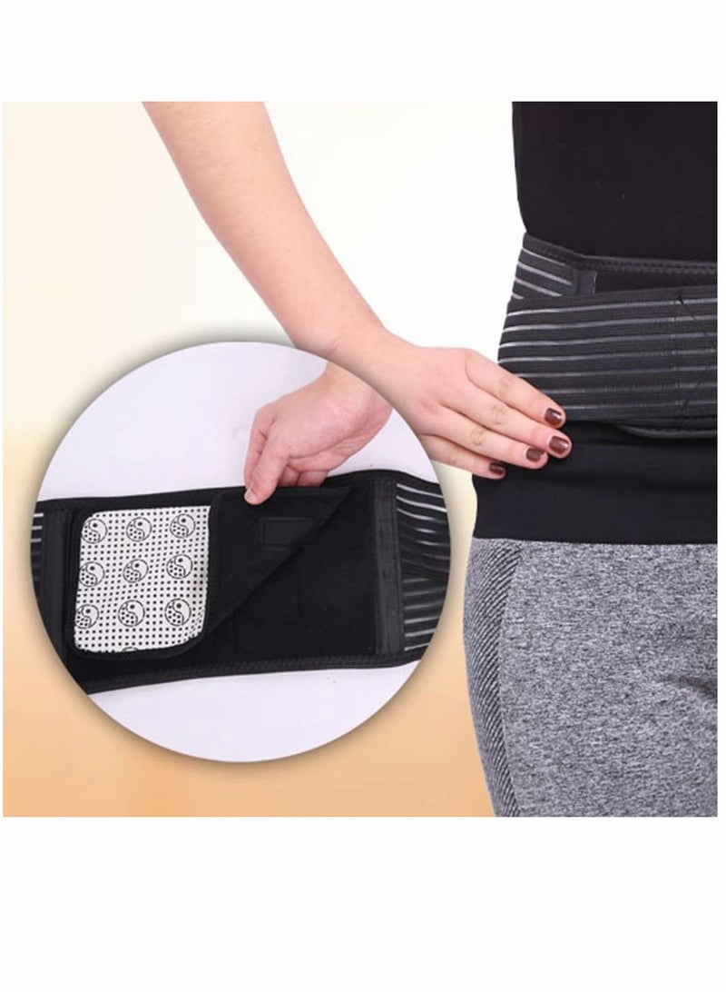 Adjustable Waist Belt Self Heating Waist Back Support Belt with Detachable Magnet Plate Adjustable Therapy Lumbar Brace for Pain Relief for Women and Men Size XL (Black)