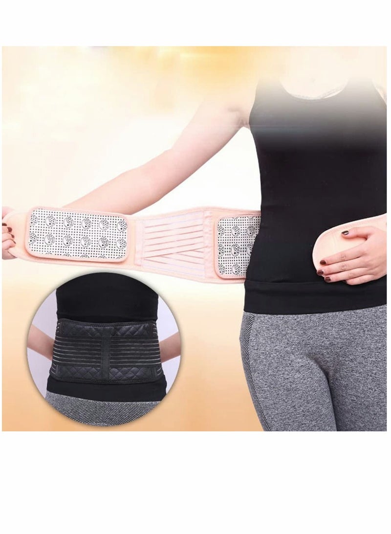 Adjustable Waist Belt Self Heating Waist Back Support Belt with Detachable Magnet Plate Adjustable Therapy Lumbar Brace for Pain Relief for Women and Men Size XL (Black)