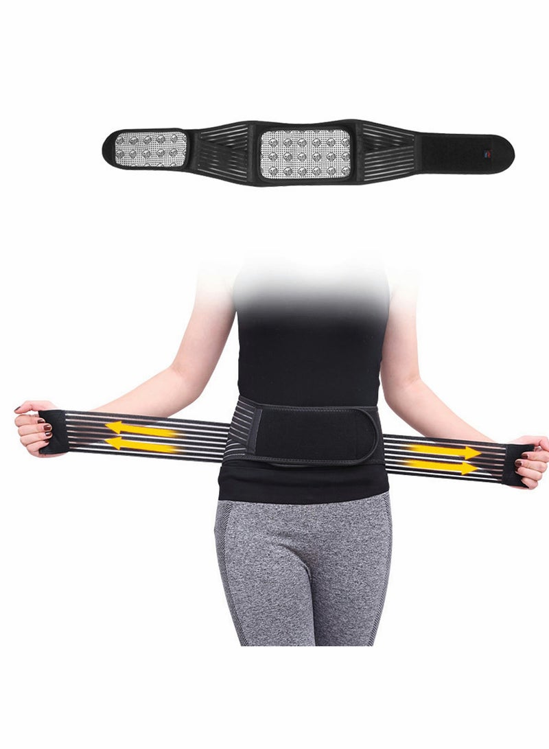 Adjustable Waist Belt Self Heating Waist Back Support Belt with Detachable Magnet Plate Adjustable Therapy Lumbar Brace for Pain Relief for Women and Men Size XL (Black)