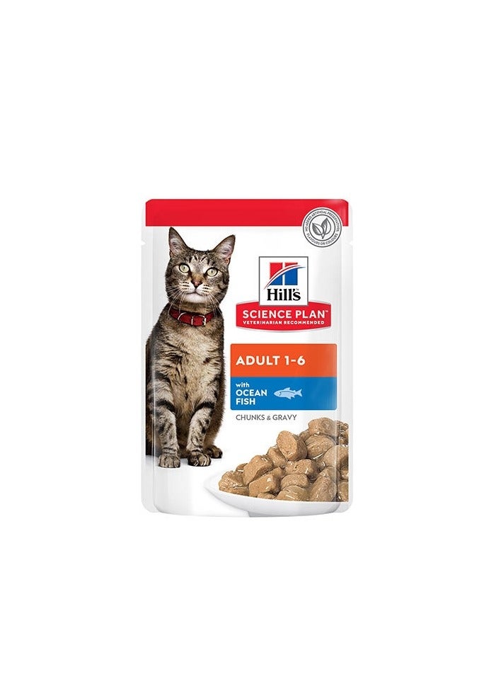 Hill's Science Plan Adult Wet Cat Food Ocean Fish Pouches 85g x 12