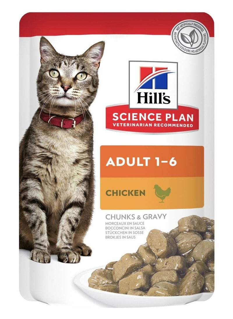 Hill's Science Plan Adult Wet Cat Food Chicken Pouches 85g x 12