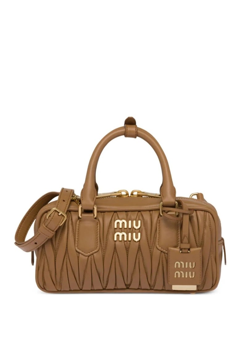 MIU Small Arcadie Top Handle Bag in Matelassé Nappa Leather Crossbody Shoulder