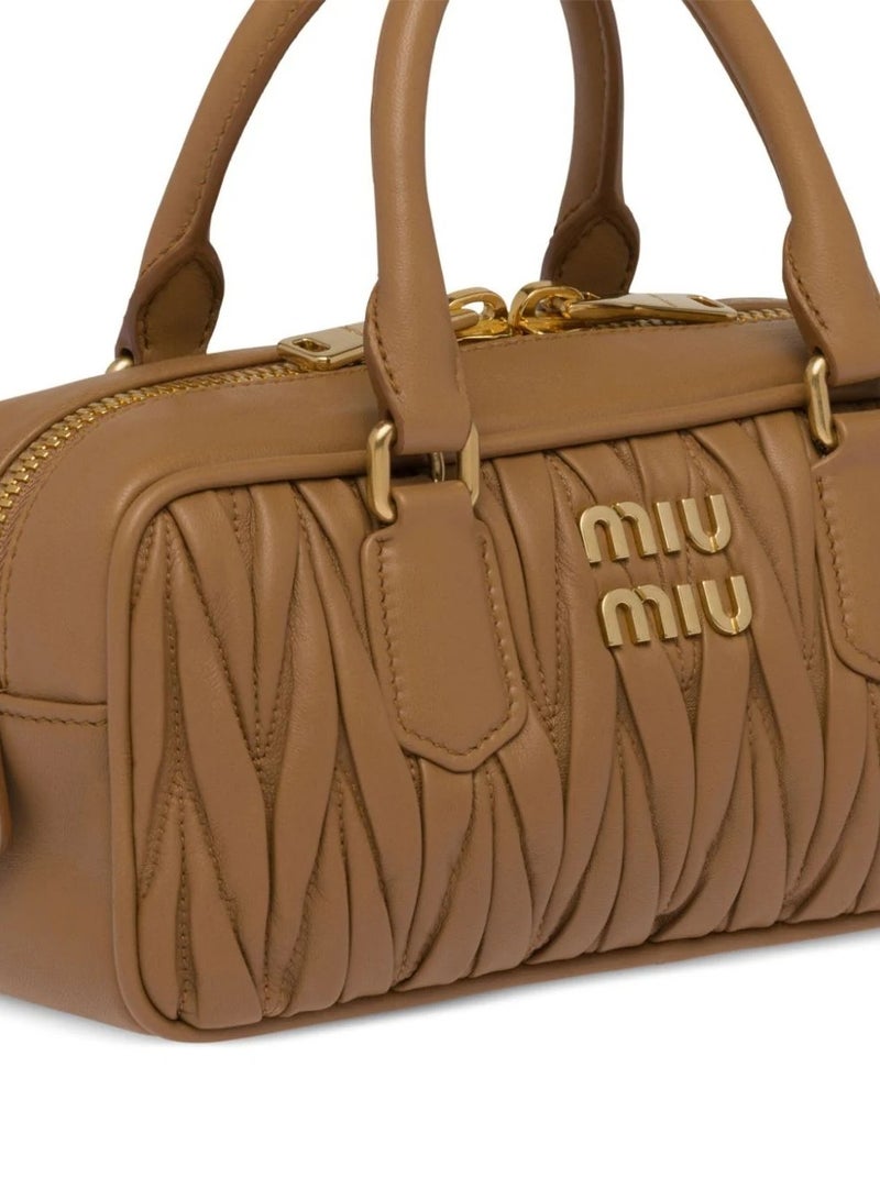 MIU Small Arcadie Top Handle Bag in Matelassé Nappa Leather Crossbody Shoulder