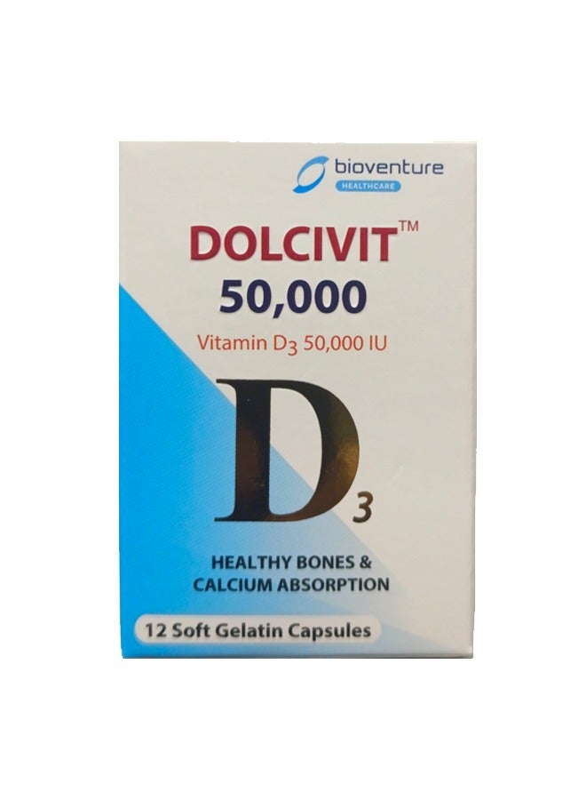 50000: High-Potency Vitamin D3 for Healthy Bones and Calcium Absorption 12 Soft Gelatin Capsules