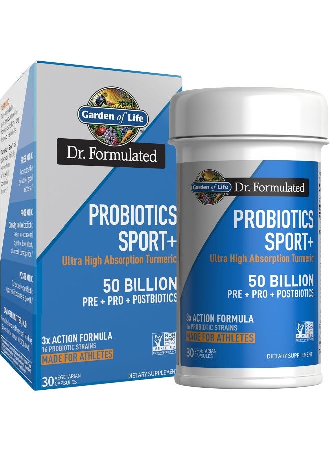 Dr Formulated Sport Probiotics Digestive Supplement Organic Prebiotics Athletes Clinically Studied Turmeric Curcumin 50 Billion Cfu