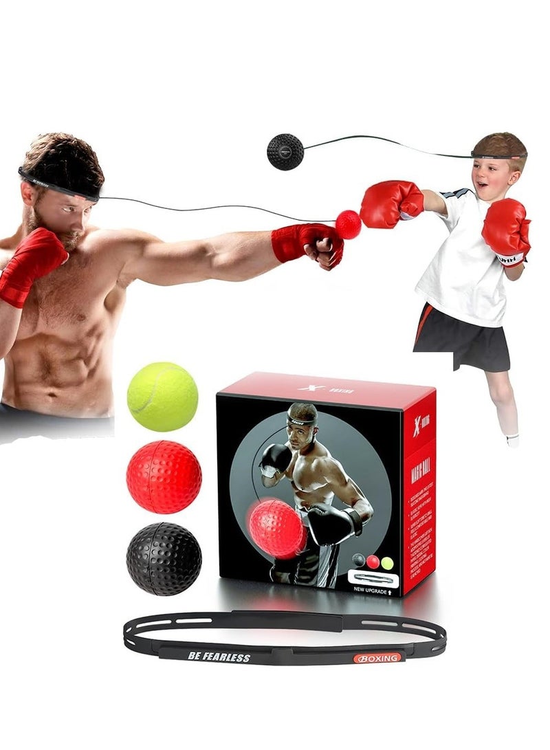 Boxing Reflex Ball Boxing Reflex Balls Family Pack Training Boxing Equipment with Adjustable Headband for Reaction Speed and Hand Eye Coordination Training