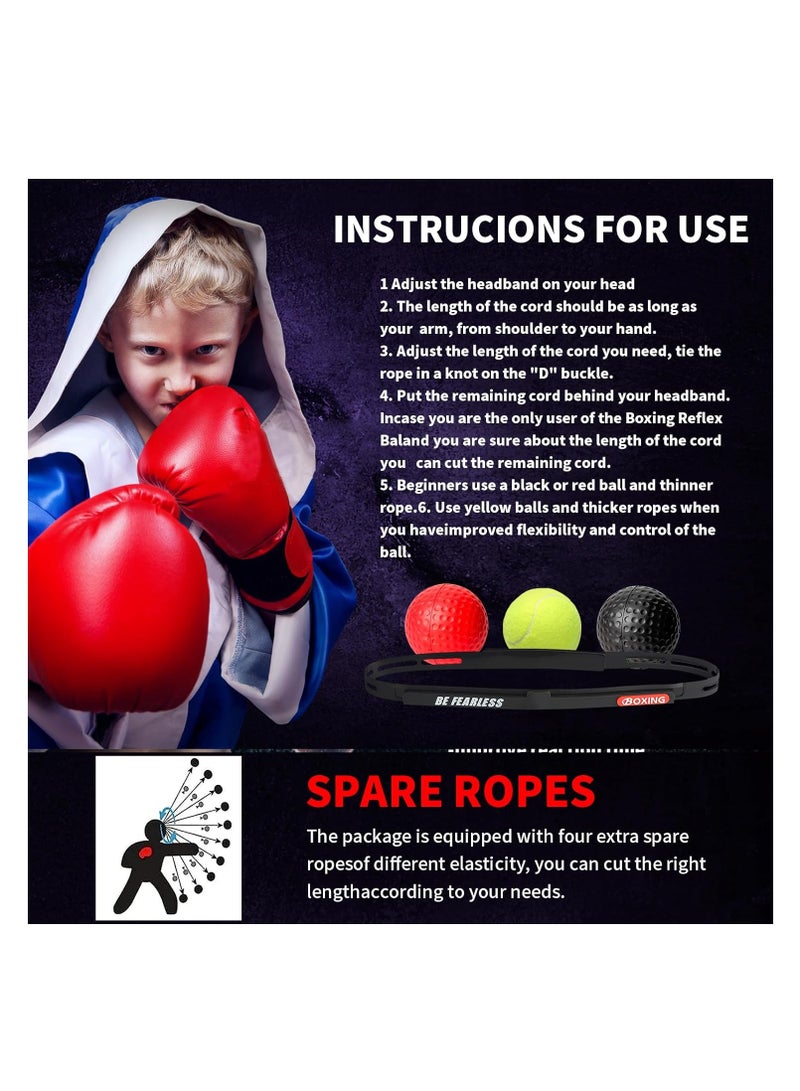 Boxing Reflex Ball Boxing Reflex Balls Family Pack Training Boxing Equipment with Adjustable Headband for Reaction Speed and Hand Eye Coordination Training